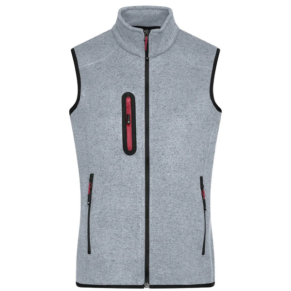 Pile Ladies Knitted Vest light-grey-melange/red / S - personalizzabile con logo