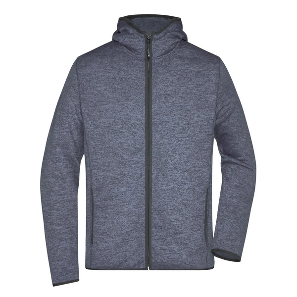 Pile Mens Knitted cappuccio blu / S - personalizzabile con logo