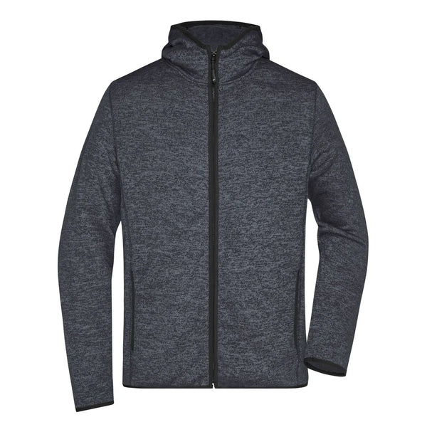 Pile Mens Knitted cappuccio dark-melange/black / S - personalizzabile con logo