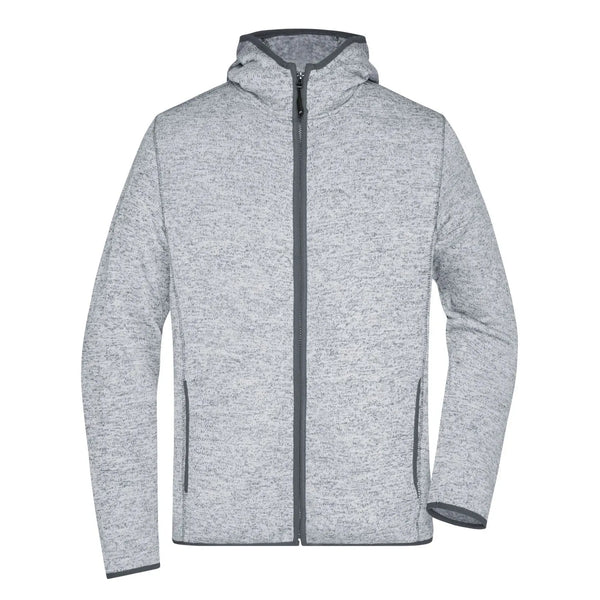 Pile Mens Knitted cappuccio grigio / S - personalizzabile con logo
