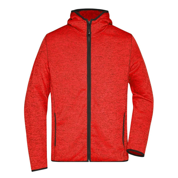 Pile Mens Knitted cappuccio rosso / S - personalizzabile con logo