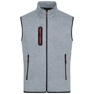 Pile Mens Knitted Vest light-grey-melange/red / S - personalizzabile con logo