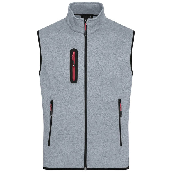 Pile Mens Knitted Vest light-grey-melange/red / S - personalizzabile con logo