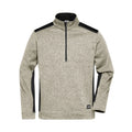 Pile Mens Knitted Workwear Half-zip - Strong stone-melange/black / XS - personalizzabile con logo