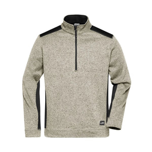 Pile Mens Knitted Workwear Half-zip - Strong stone-melange/black / XS - personalizzabile con logo