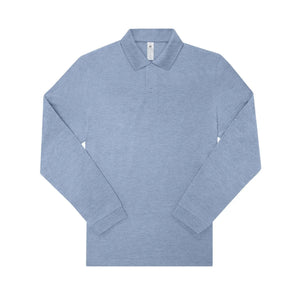 Polo 210 manica lunga Uomo heather blue / S - personalizzabile con logo