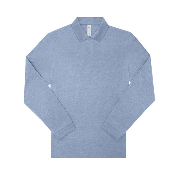 Polo 210 manica lunga Uomo heather blue / S - personalizzabile con logo