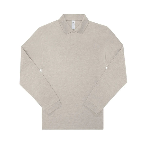 Polo 210 manica lunga Uomo heather grey fog / S - personalizzabile con logo