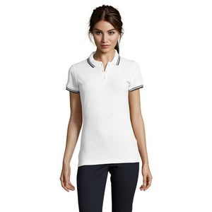 Polo  Donna Pasadena 200G Bianco/Navy / S - personalizzabile con logo