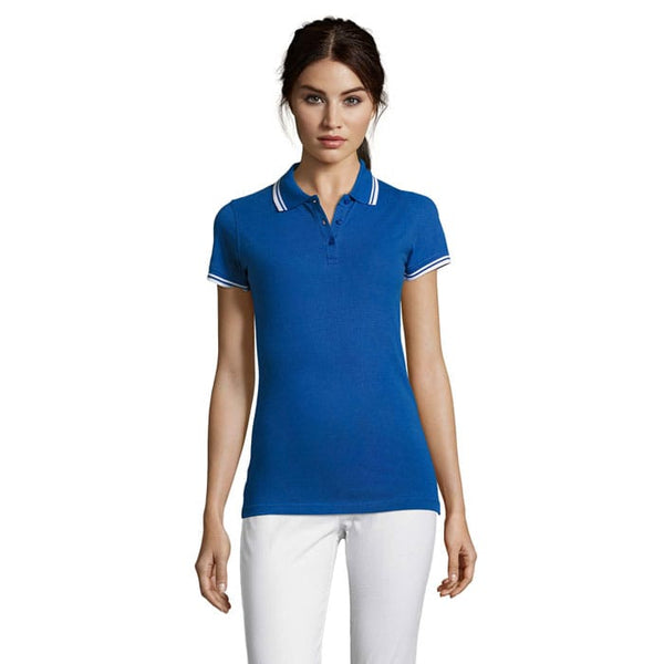 Polo  Donna Pasadena 200G Blu Reale/bianco / S - personalizzabile con logo