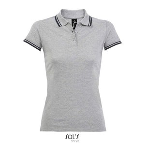 Polo  Donna Pasadena 200G Grey Melange/ French Navy / S - personalizzabile con logo