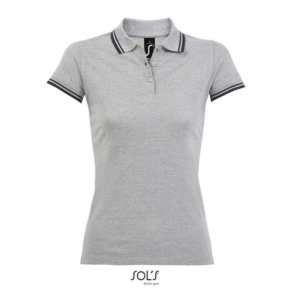Polo  Donna Pasadena 200G Grey Melange/ French Navy / S - personalizzabile con logo