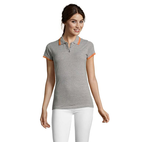Polo  Donna Pasadena 200G Grigio Melange/Arancione / S - personalizzabile con logo