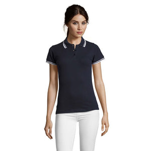 Polo  Donna Pasadena 200G Marina Francese/bianco / S - personalizzabile con logo