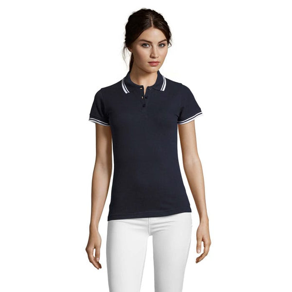 Polo  Donna Pasadena 200G Marina Francese/bianco / S - personalizzabile con logo
