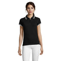 Polo  Donna Pasadena 200G Nero/Bianco / S - personalizzabile con logo