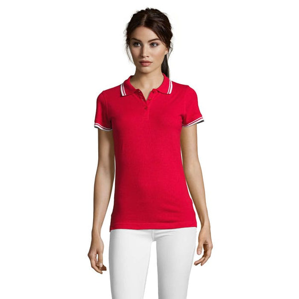 Polo  Donna Pasadena 200G Rosso/Bianco / S - personalizzabile con logo