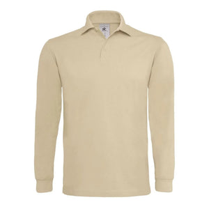 Polo Heavymill Manica Lunga beige / S - personalizzabile con logo