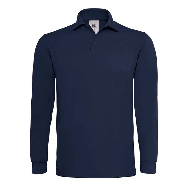 Polo Heavymill Manica Lunga blu / S - personalizzabile con logo
