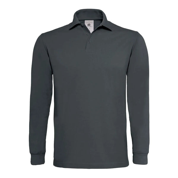 Polo Heavymill Manica Lunga grigio / S - personalizzabile con logo