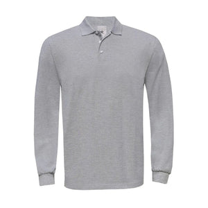 Polo Heavymill Manica Lunga heather grey / S - personalizzabile con logo