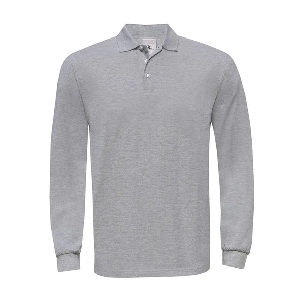 Polo Heavymill Manica Lunga heather grey / S - personalizzabile con logo
