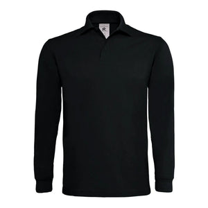 Polo Heavymill Manica Lunga nero / S - personalizzabile con logo