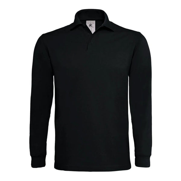 Polo Heavymill Manica Lunga nero / S - personalizzabile con logo