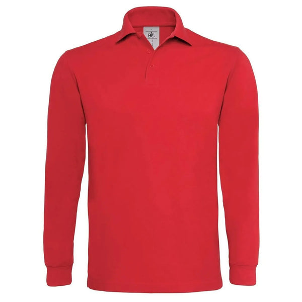 Polo Heavymill Manica Lunga rosso / S - personalizzabile con logo