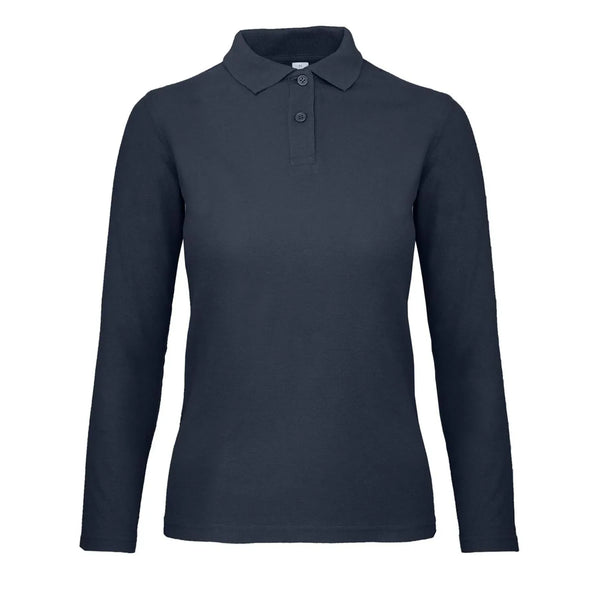 Polo ID.001 Manica Lunga Donna blu / XS - personalizzabile con logo