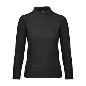 Polo ID.001 Manica Lunga Donna nero / XS - personalizzabile con logo