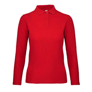 Polo ID.001 Manica Lunga Donna rosso / XS - personalizzabile con logo