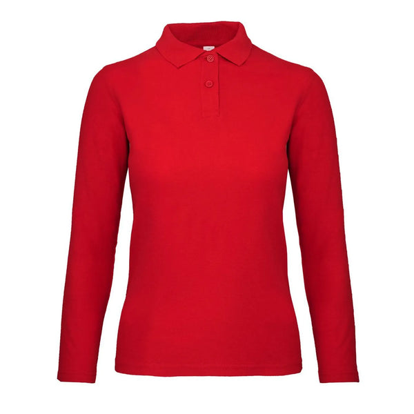 Polo ID.001 Manica Lunga Donna rosso / XS - personalizzabile con logo