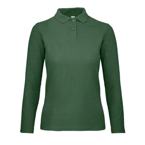 Polo ID.001 Manica Lunga Donna verde / XS - personalizzabile con logo