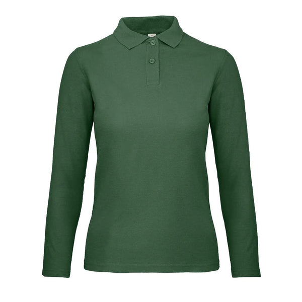 Polo ID.001 Manica Lunga Donna verde / XS - personalizzabile con logo