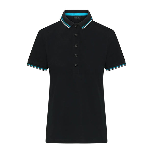 Polo Ladies black/white/turquoise / XS - personalizzabile con logo