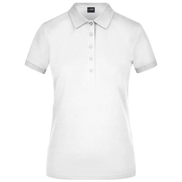 Polo Ladies Elastic Piqué bianco / S - personalizzabile con logo