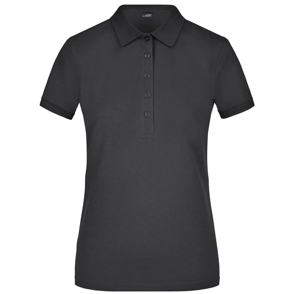 Polo Ladies Elastic Piqué nero / S - personalizzabile con logo