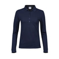 Polo Ladies Luxury Stretch Long Sleeve blu / S - personalizzabile con logo