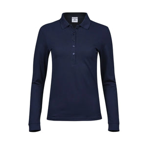 Polo Ladies Luxury Stretch Long Sleeve blu / S - personalizzabile con logo