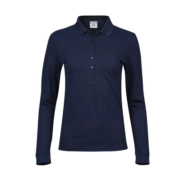 Polo Ladies Luxury Stretch Long Sleeve blu / S - personalizzabile con logo