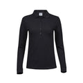 Polo Ladies Luxury Stretch Long Sleeve nero / S - personalizzabile con logo