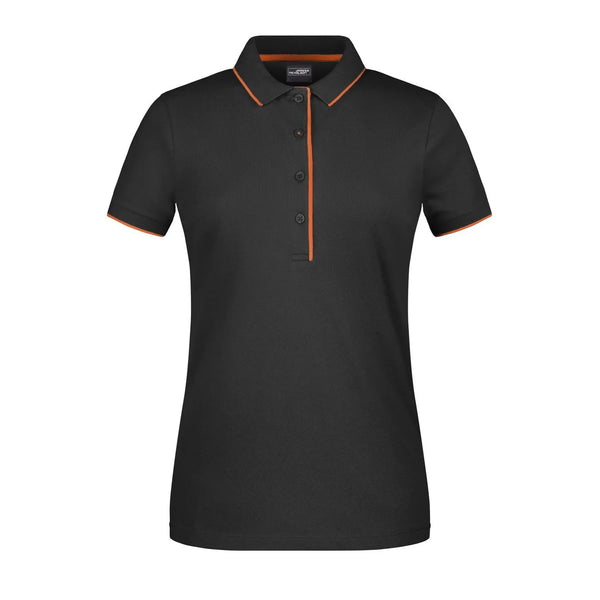 Polo Ladies Stripe nero / XS - personalizzabile con logo