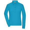Polo Ladies Workwear-maniche lunghe azzurro / XS - personalizzabile con logo