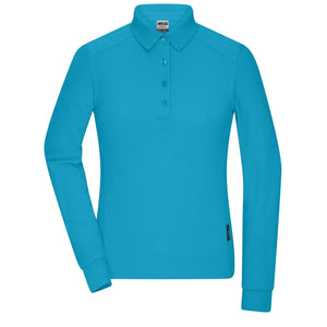 Polo Ladies Workwear-maniche lunghe azzurro / XS - personalizzabile con logo