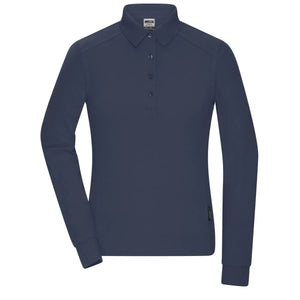 Polo Ladies Workwear-maniche lunghe blu / XS - personalizzabile con logo