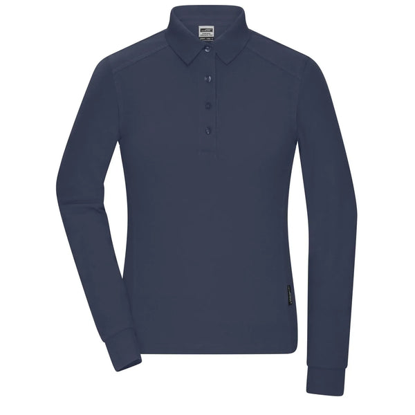 Polo Ladies Workwear-maniche lunghe blu / XS - personalizzabile con logo