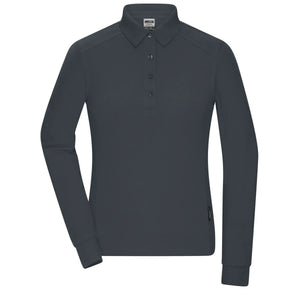 Polo Ladies Workwear-maniche lunghe grigio / XS - personalizzabile con logo