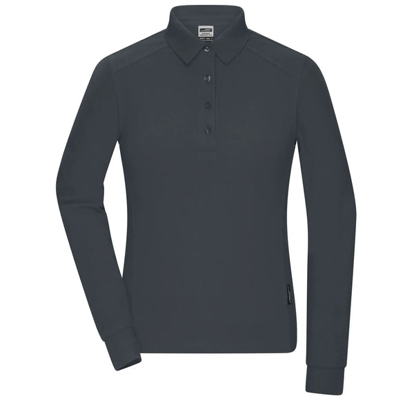 Polo Ladies Workwear-maniche lunghe grigio / XS - personalizzabile con logo
