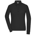 Polo Ladies Workwear-maniche lunghe nero / XS - personalizzabile con logo